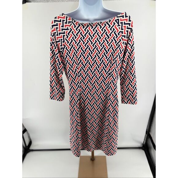 J. McLaughlin Women’s Catalina Cloth Dress Geometric Print 3/4 Sleeve Stretch S - Picture 6 of 8